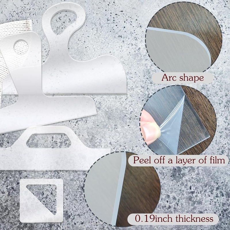 LYMOI Router Templates, 4pcs Acrylic Charcuterie Board Handle Template, Clear Cut Board Thick Handle Template, Angled Curvy Tracing Stencils Cut Guide Tools for Kitchen Woodworking. (Style 1) - Image 4